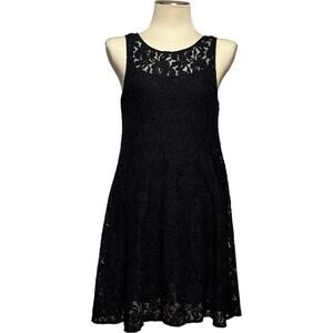 Free People Sleeveless Lined Lace Mini Cocktail Dress Black Small